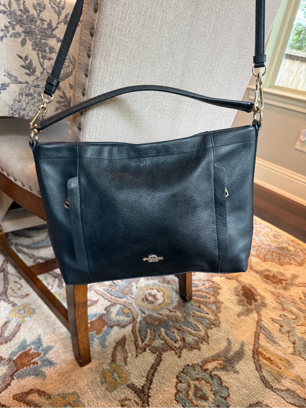 Coach Black Pebbled Leather Shoulder Bag with Gold Hardware